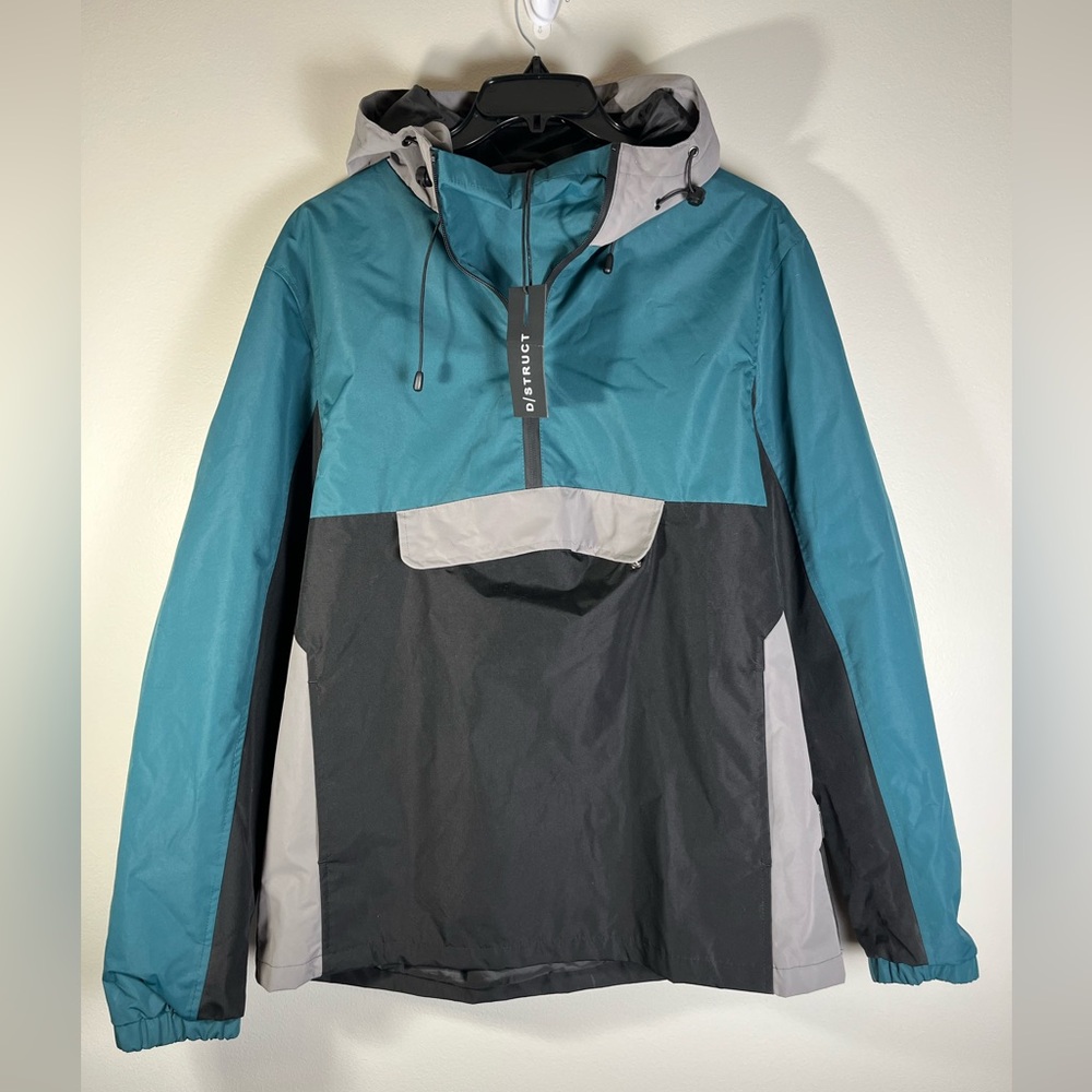 D-Struct Jacket Weatherproof Hood Overhead Green Black Tan Size Large Men's NWT